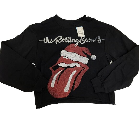 the Rolling Stones Tops - The Rolling Stones Crop Sweatshirt Bant Tee Women's XS Black